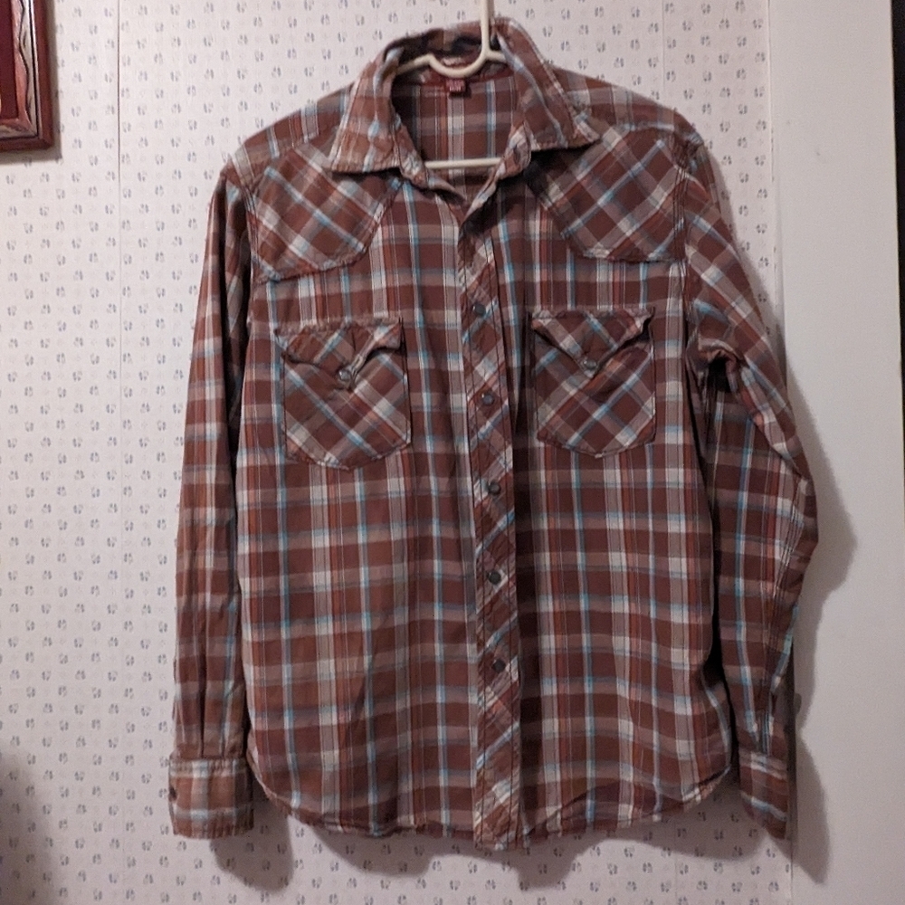 The Original Arizona Jean Company plaid vintage mens shirt M western cowboy
